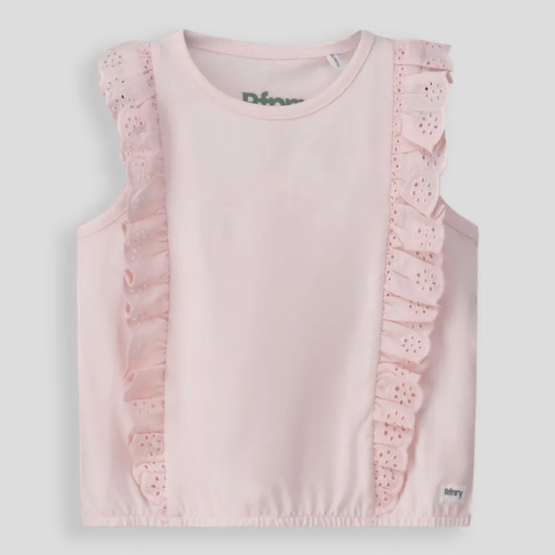 Girls Frill Tee Light Pink sold by Refinery