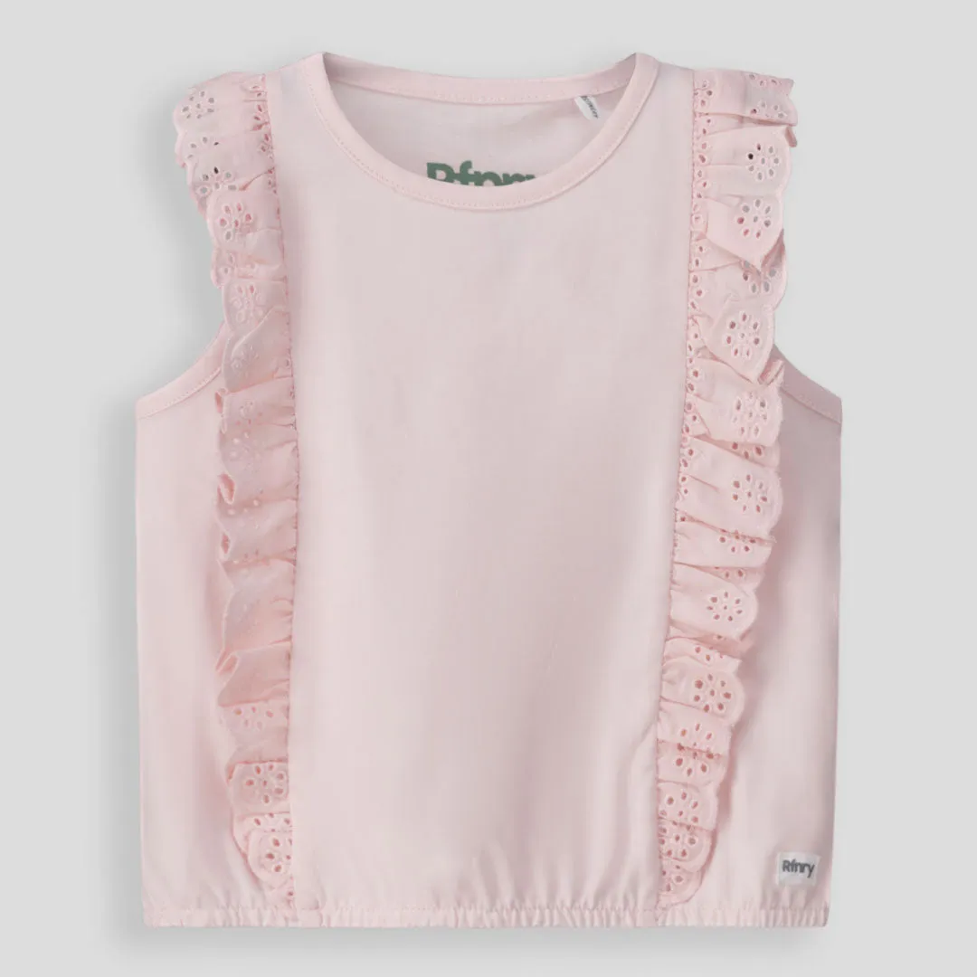 Girls Frill Tee Light Pink sold by Refinery