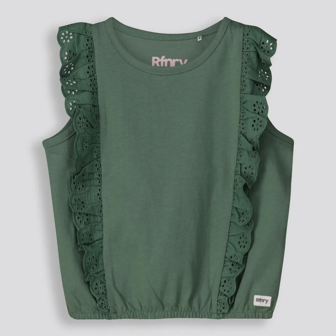 Girls Frill Tee Green sold by Refinery