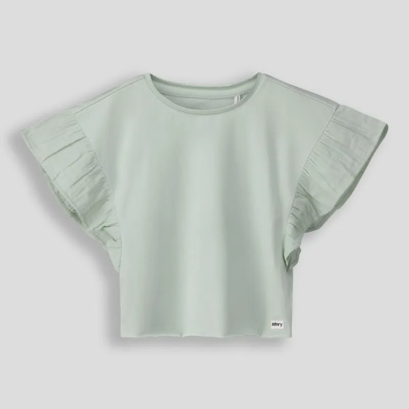 Girls Flutter Sleeve Tee _ 153605 _ Sage sold by Refinery