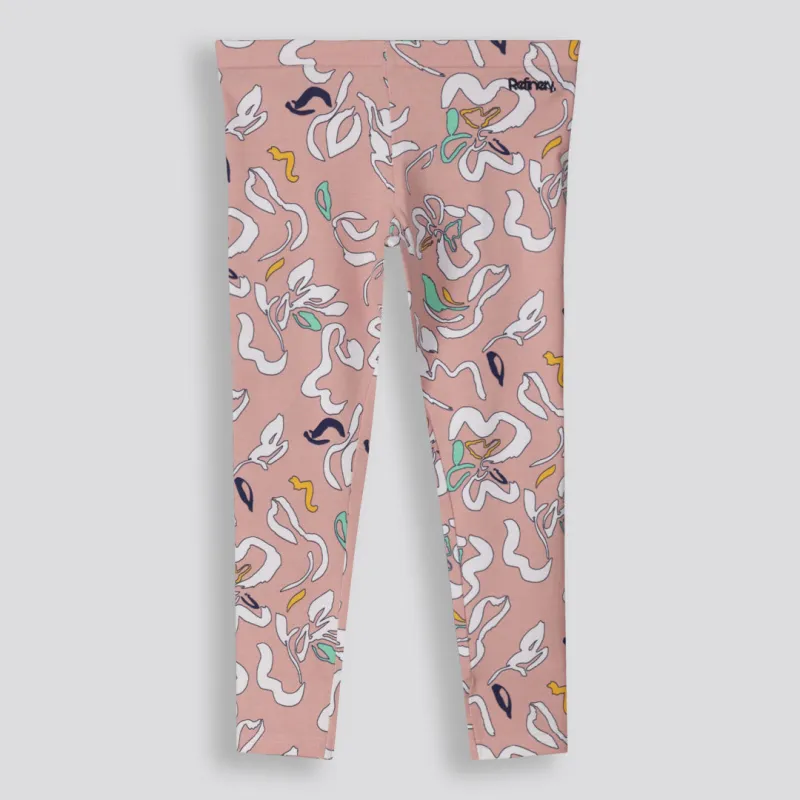 Girls Printed Cotton Leggings _ 153611 _ Pink sold by Refinery