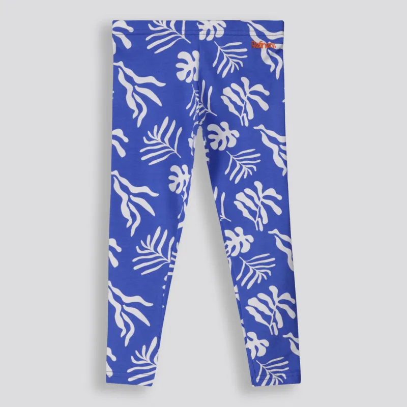 Girls Printed Cotton Leggings _ 153618 _ Blue sold by Refinery