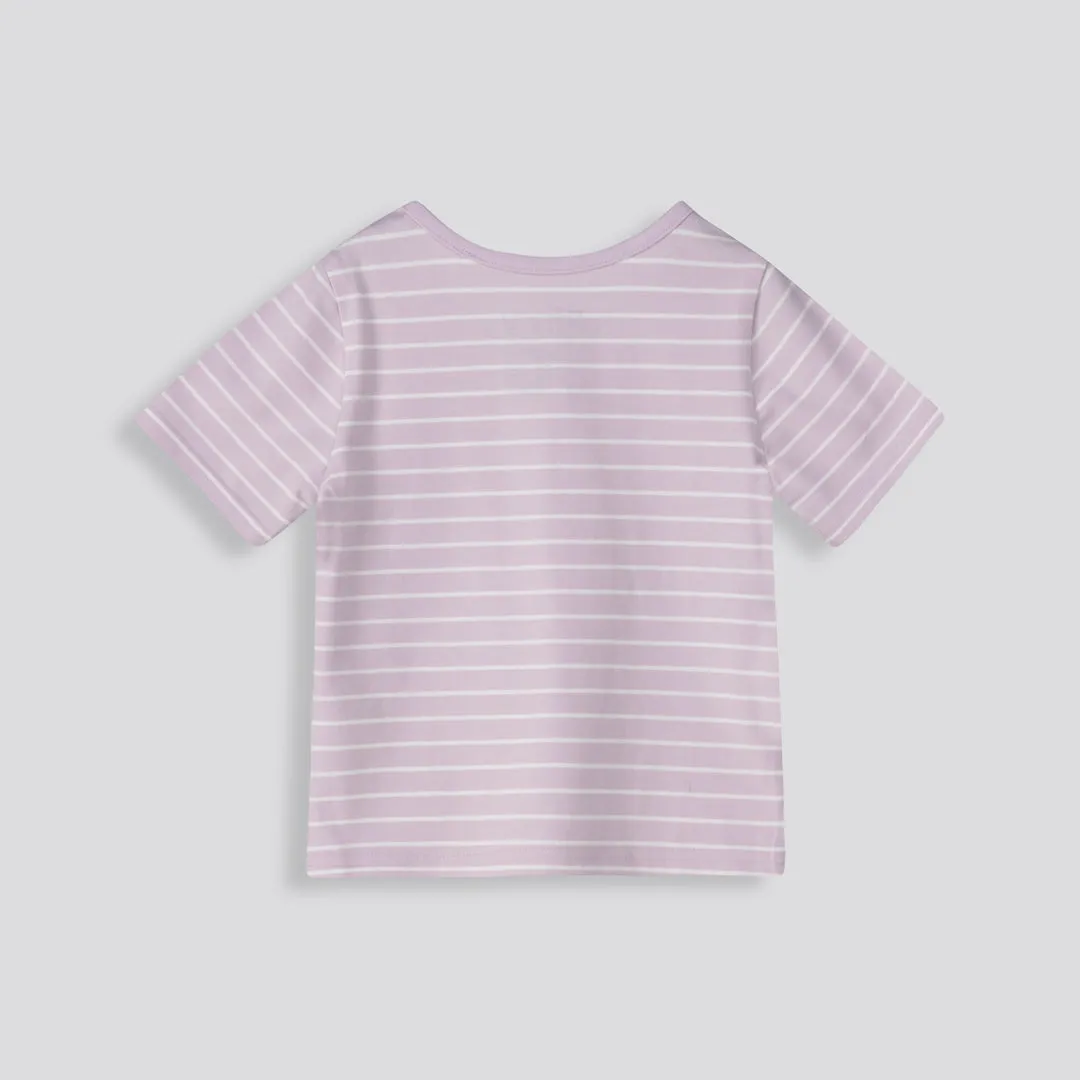 Girls Crewneck Stripe Tee _ 153414 _ Lilac sold by Refinery product image thumbnail 3