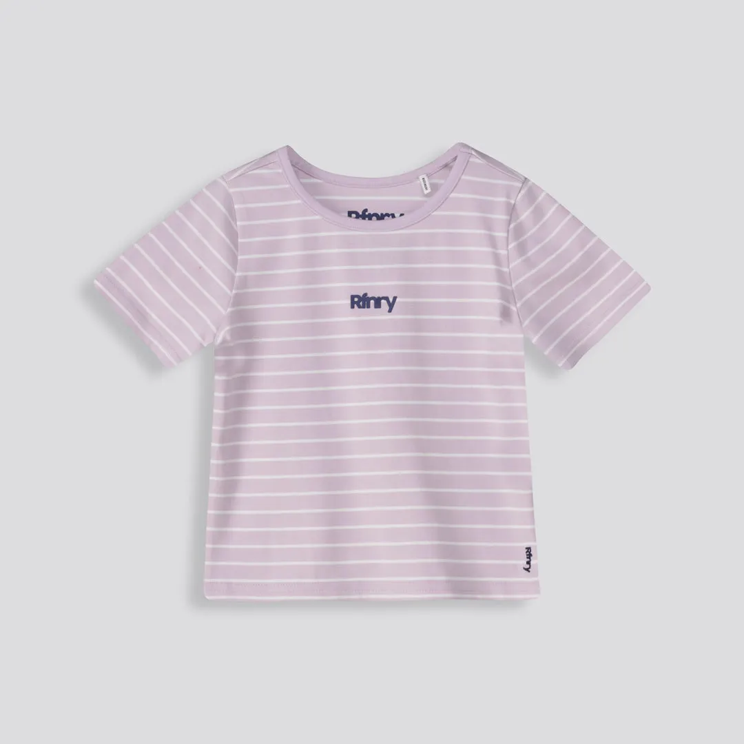 Girls Crewneck Stripe Tee _ 153414 _ Lilac sold by Refinery