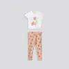 Girls Printed Cotton Leggings _ 153616 _ Coral sold by Refinery