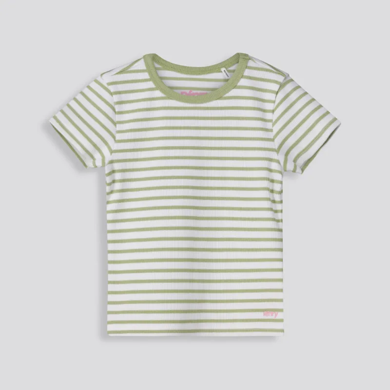Girls Ribbed Stripe Tee _ 154807 _ Green sold by Refinery