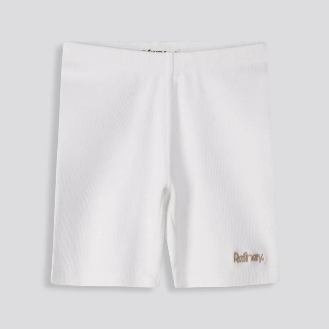 Girls Ribbed Biker Shorts _ 153525 _ Optic White sold by Refinery