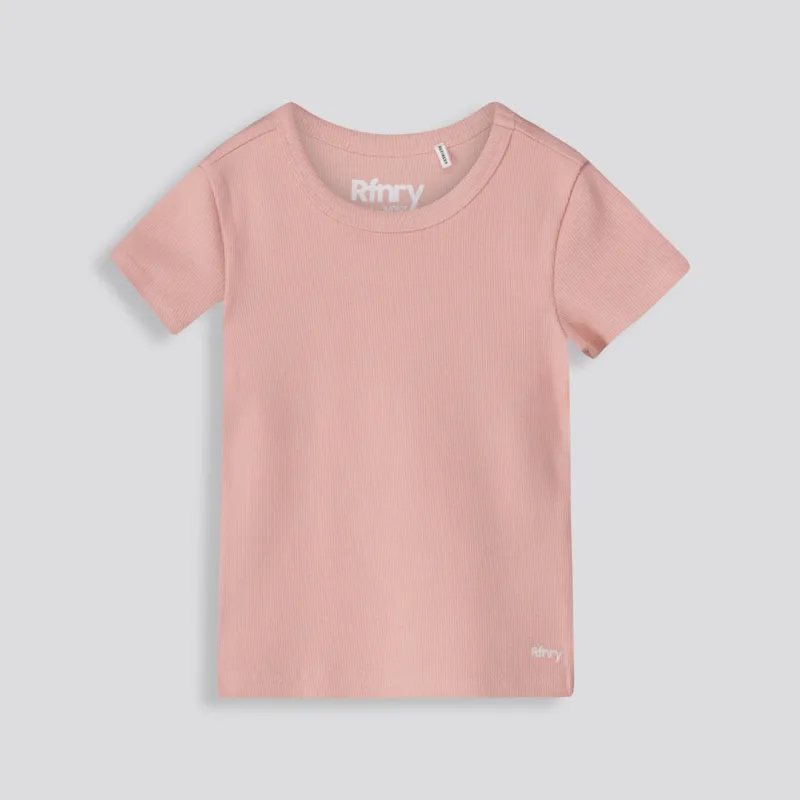Girls Ribbed Tee _ 153411 _ Rose sold by Refinery