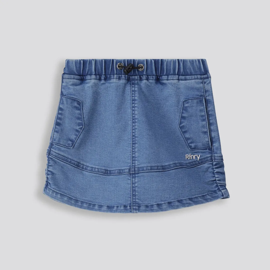 Girls Denim Mini Skirt _ 153665 _ Mid Wash sold by Refinery
