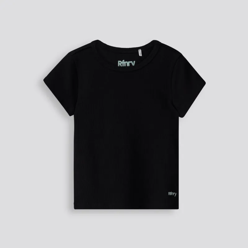 Girls Ribbed Tee Black sold by Refinery
