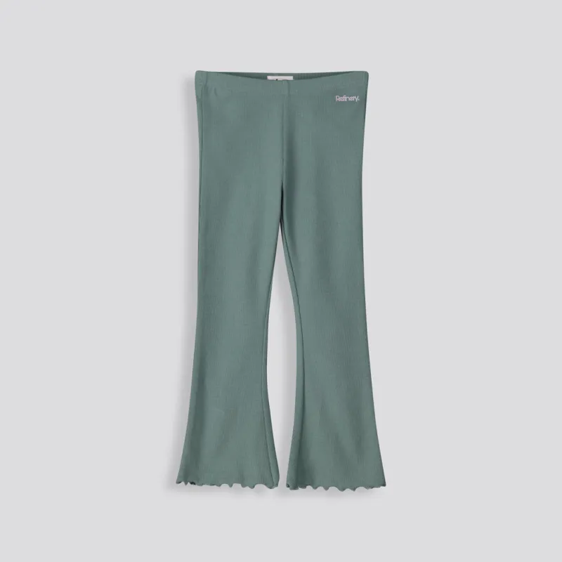 Girls Ribbed Flare Leggings _ 153418 _ Green sold by Refinery