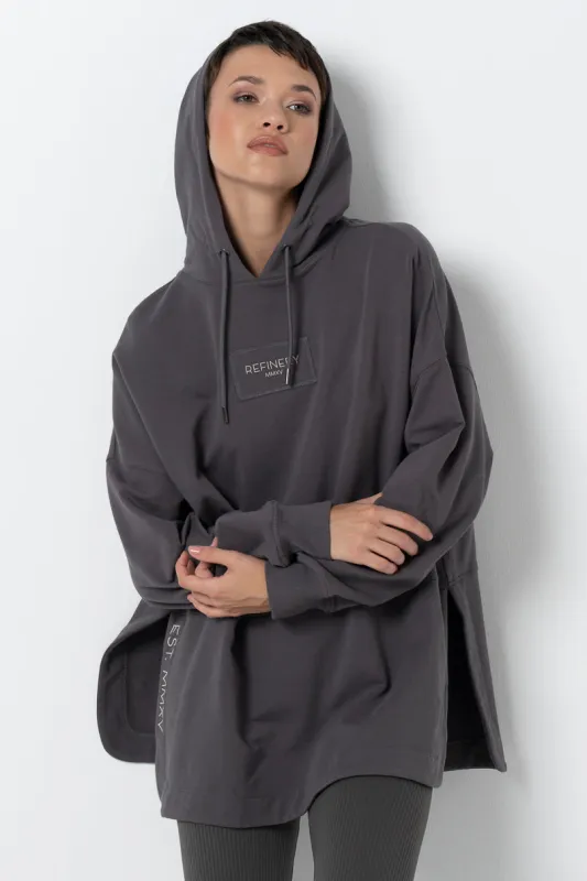 Long Black Hoodie _ 157914 _ Charcoal sold by Refinery