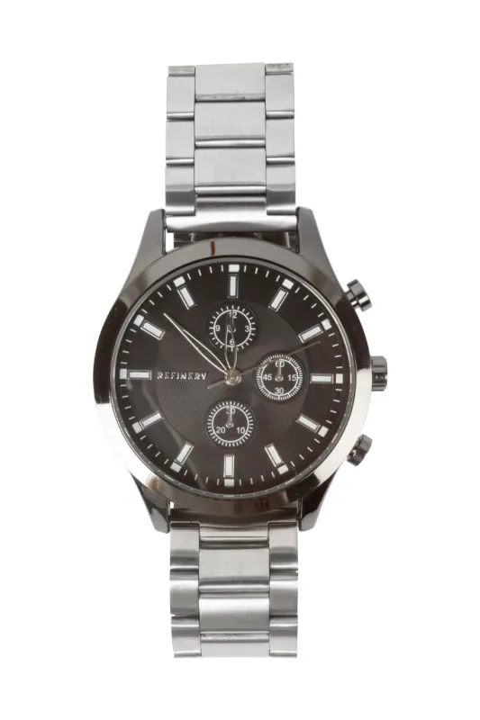 Chunky Metal Water Resistant Watch _ 157495 _ Black sold by Refinery