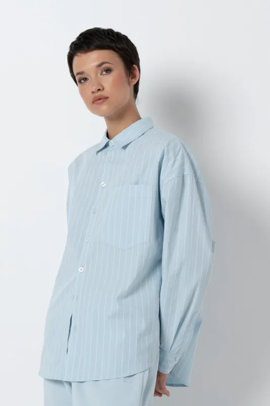 Striped Poplin Shirt _ 157801 _ Blue sold by Refinery