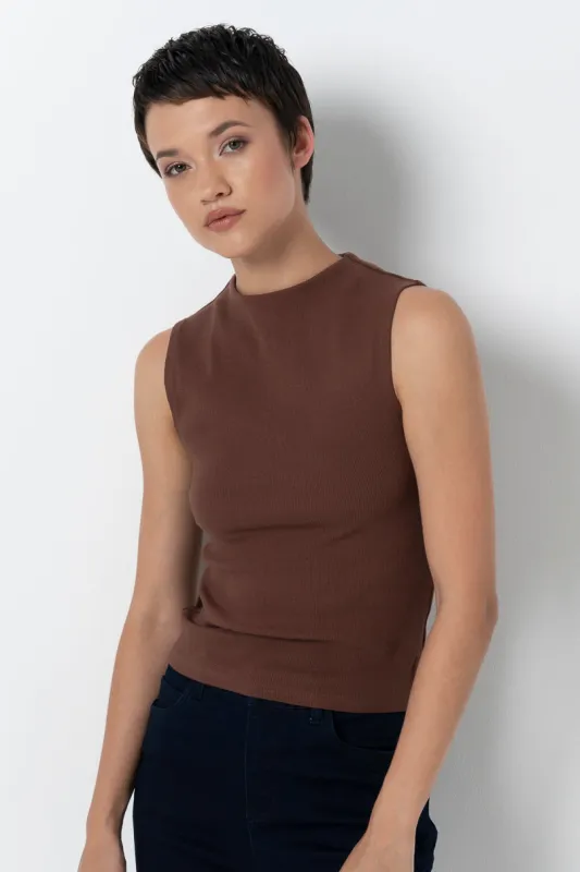 Ribbed Tank Top _ 157824 _ Brown sold by Refinery