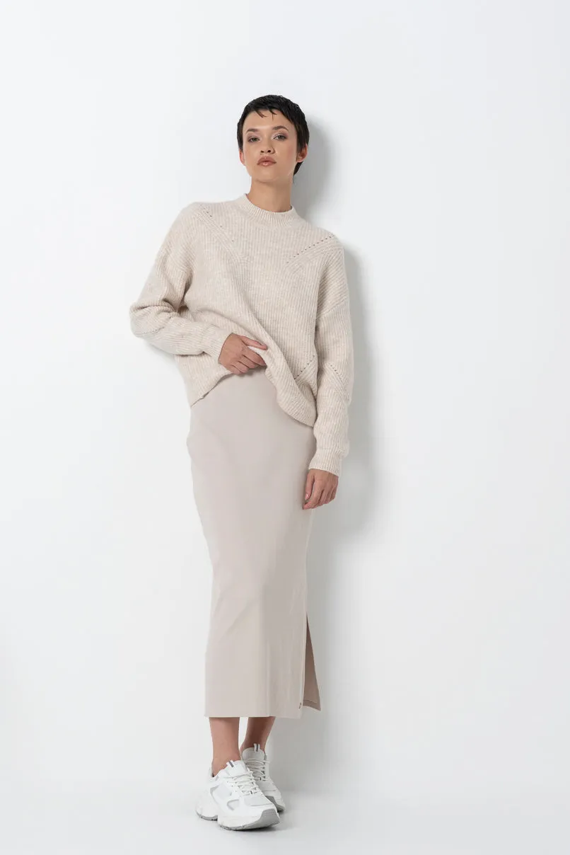 Ribbed Column Skirt _ 157004 _ Stone sold by Refinery