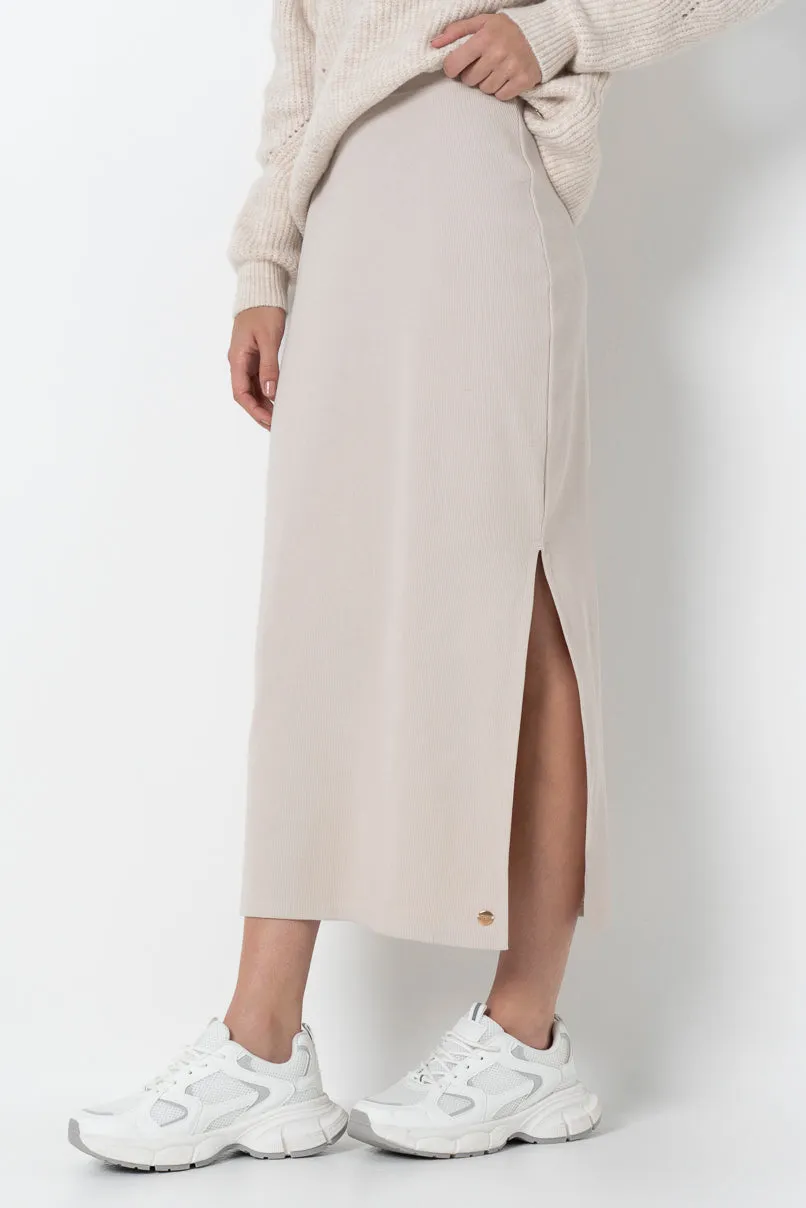 Ribbed Column Skirt _ 157004 _ Stone sold by Refinery product image thumbnail 2