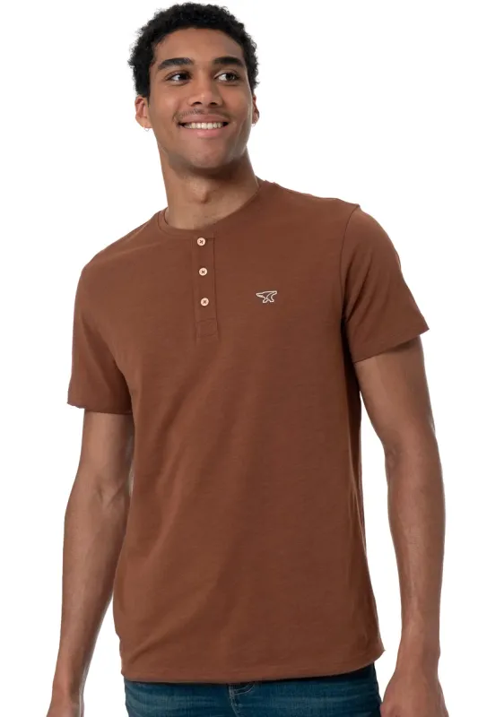 Henley T-Shirt _ 158598 _ Brown sold by Refinery