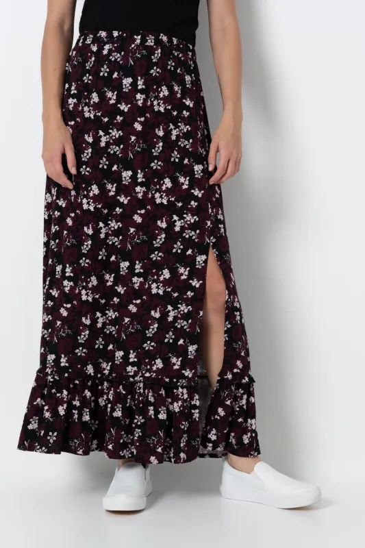 Floral Maxi Skirt _ 157825 _ Black sold by Refinery