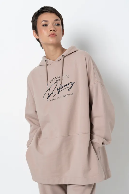 Long Length Hoodie _ 157930 _ Biscuit sold by Refinery