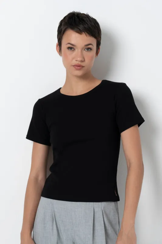 Ribbed T-Shirt _ 157017 _ Black sold by Refinery