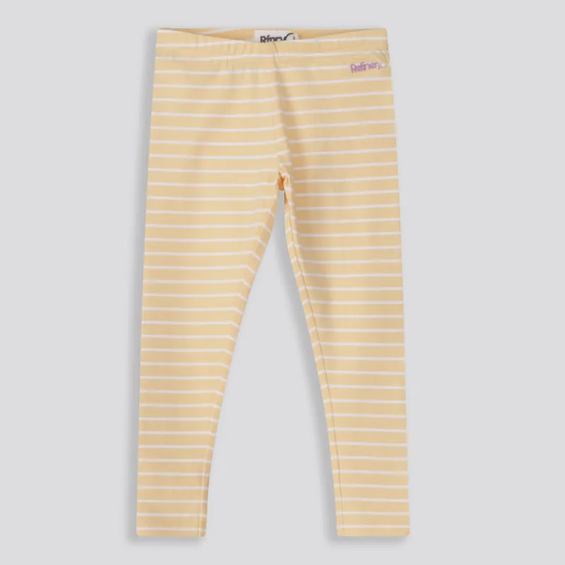 Girls Striped Leggings _ 159670 _ Yellow sold by Refinery