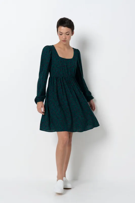 Square Neck Fit & Flare Dress _ 157886 _ Green sold by Refinery