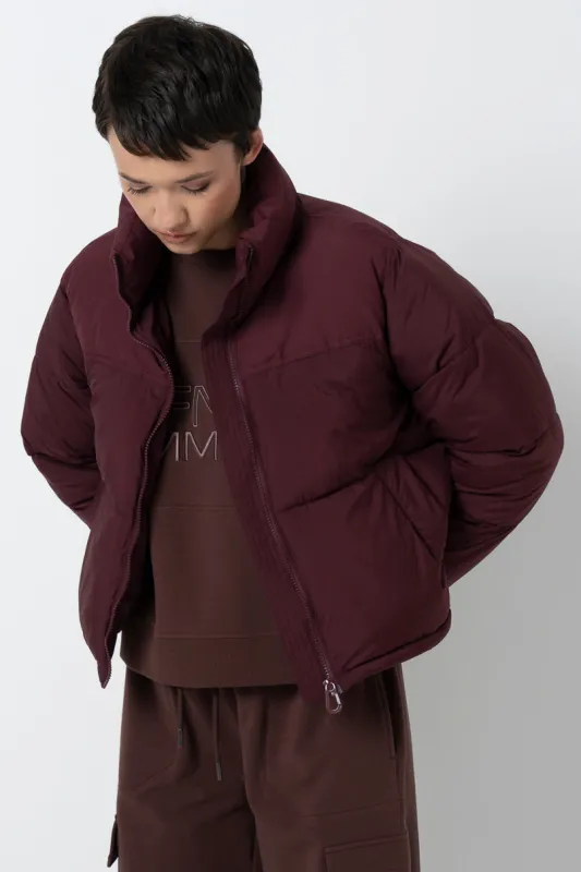 Quilted Puffer Jacket _ 157794 _ Burgundy sold by Refinery