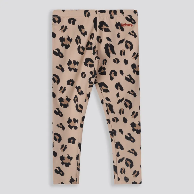 Girls Leopard Leggings _ 159675 _ Stone sold by Refinery