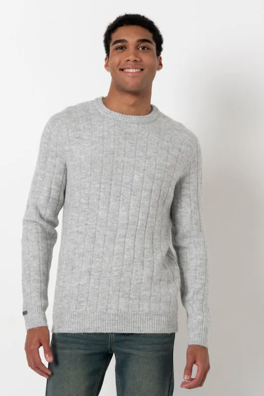 Ribbed Jumper _ 158495 _ Grey Mel sold by Refinery