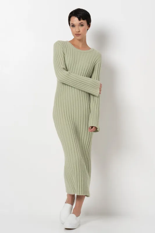 Ribbed Dress _ 157894 _ Sage sold by Refinery