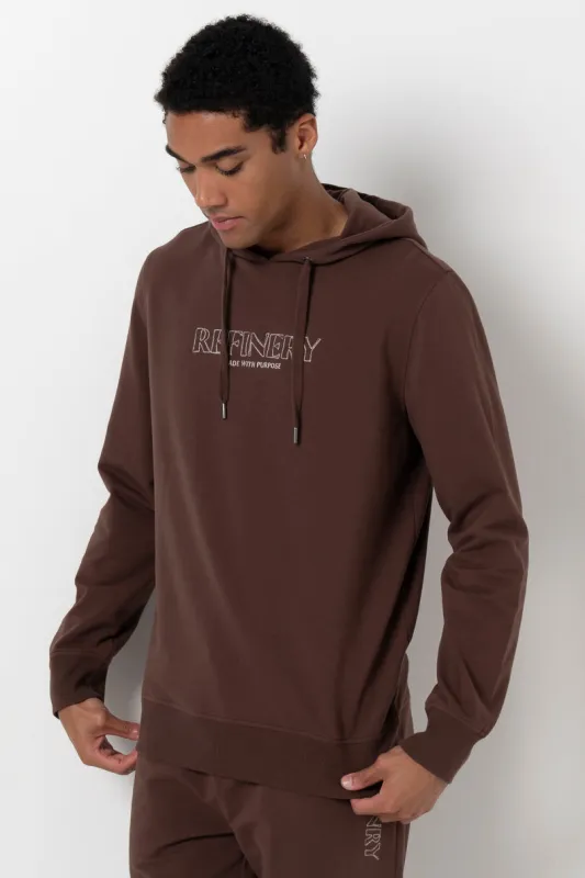 Statement Hoodie _ 158382 _ Chocolate sold by Refinery