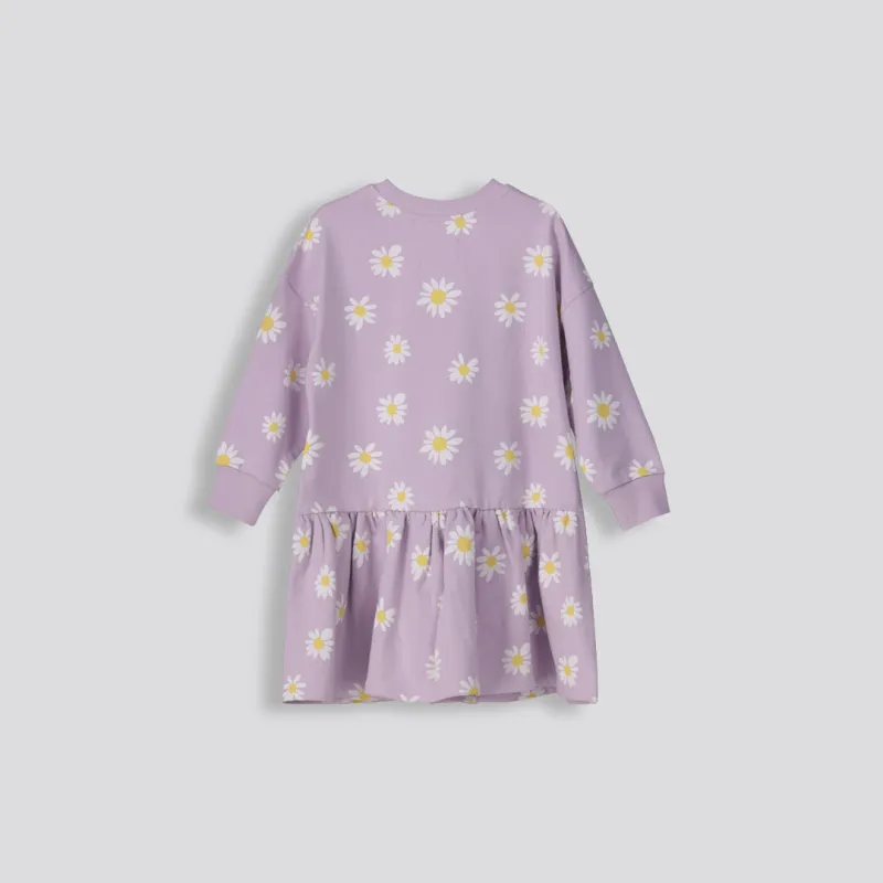 Girls Flower Sweat Dress _ 160361 _ Lilac sold by Refinery