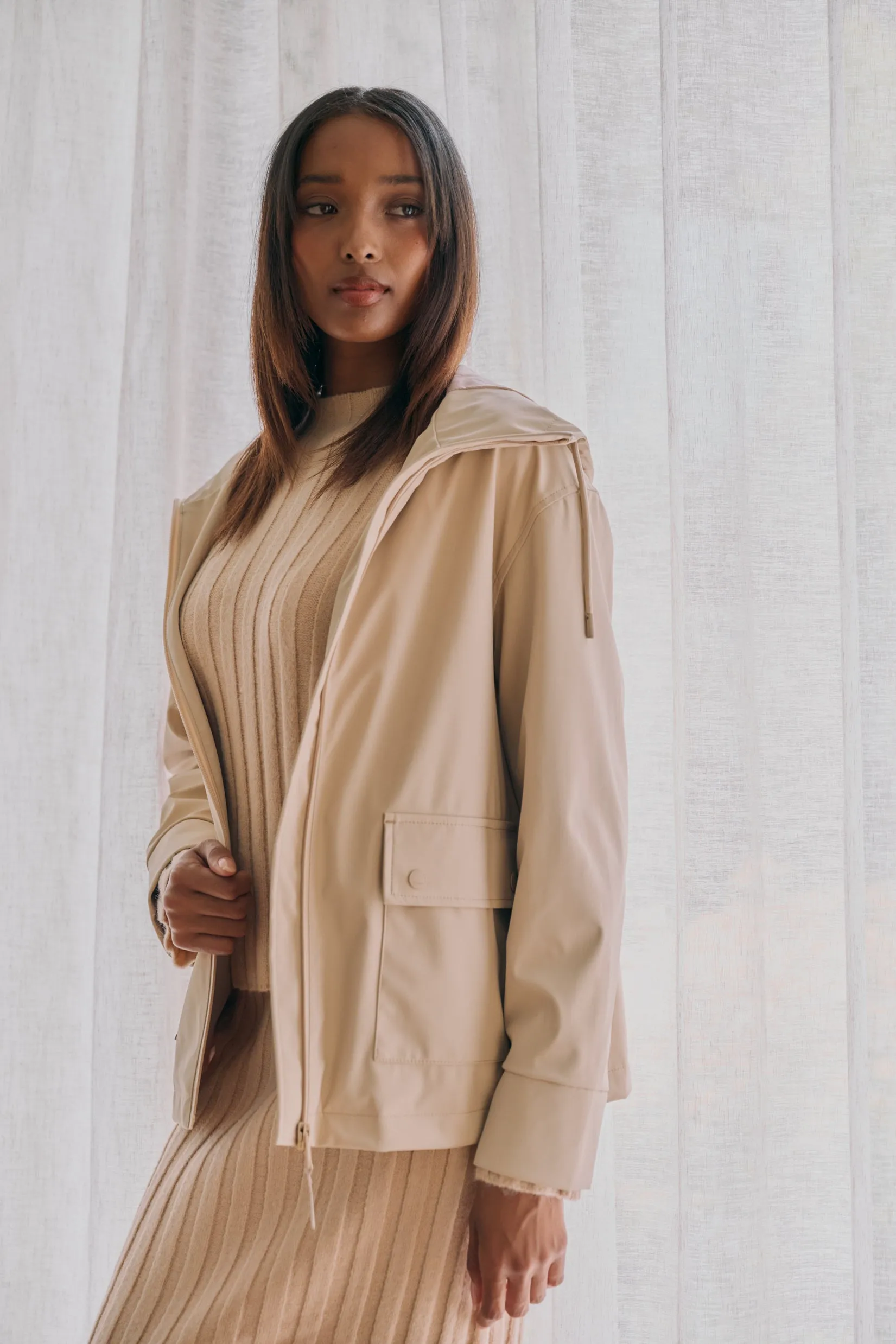 Short Rain Coat _ 157746 _ Stone sold by Refinery product image thumbnail 2