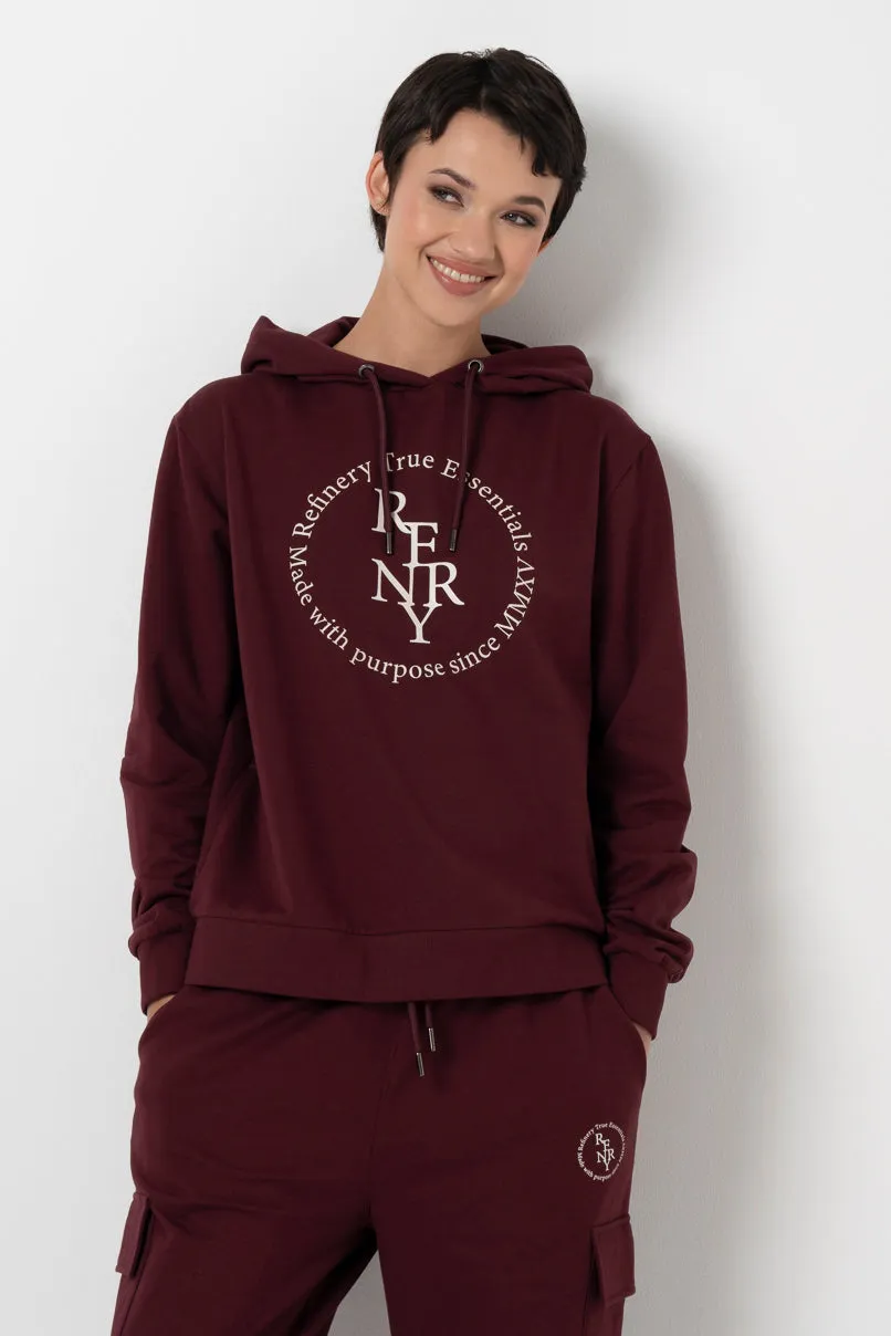 Statement Hoodie _ 157948 _ Burgundy sold by Refinery