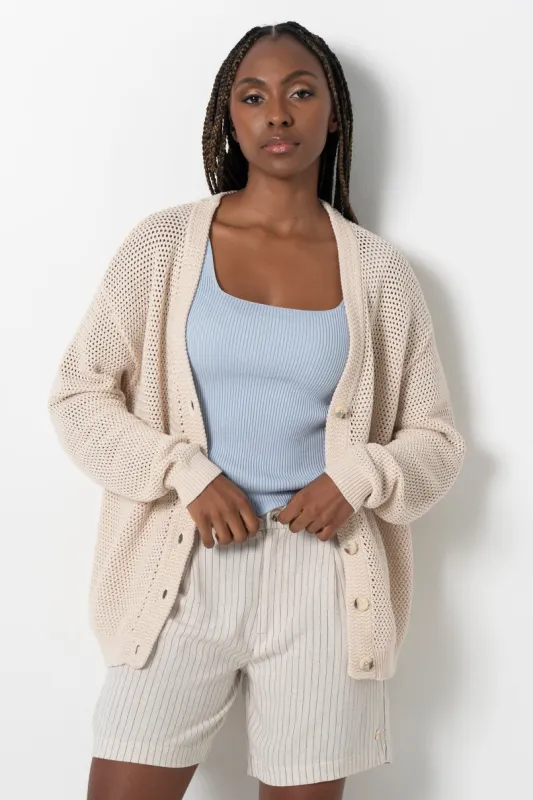 Relaxed Knit Cardigan Natural sold by Refinery