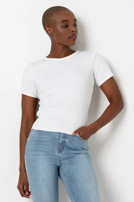Fitted Ribbed T-Shirt _ 163455 _ White sold by Refinery