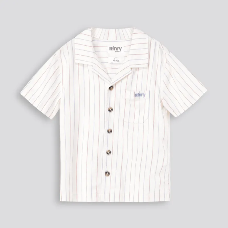 Boys Stripe Shirt - Off White sold by Refinery