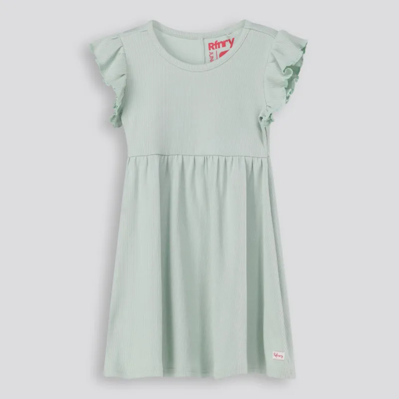 Girls Flutter Sleeve Dress _ 167186 _ Aqua sold by Refinery