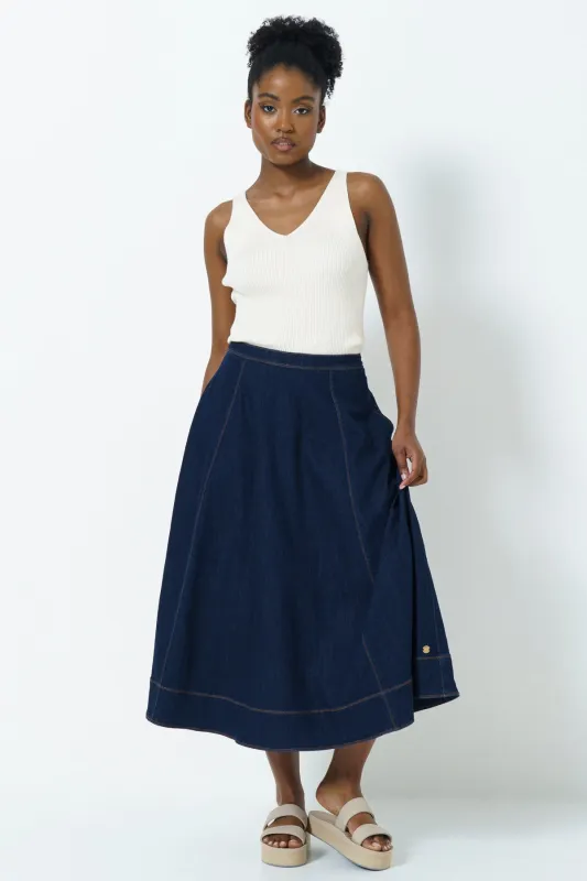 Denim A-Line Skirt sold by Refinery