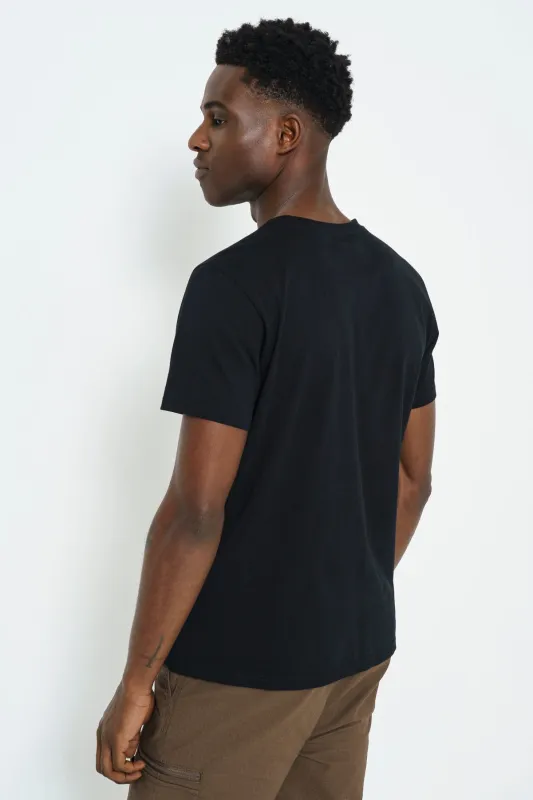 Branded V-Neck T-Shirt -Black sold by Refinery