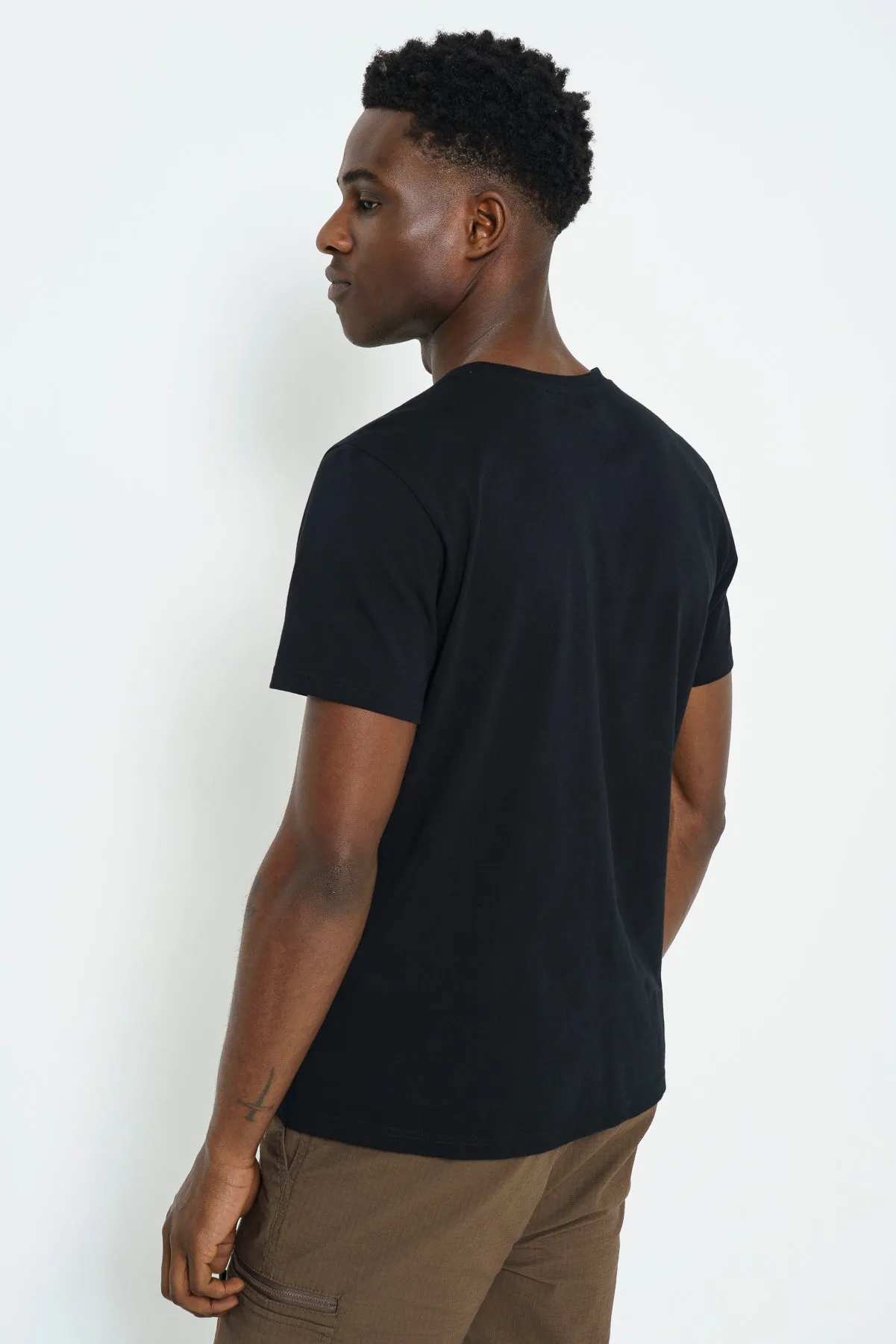 Branded V-Neck T-Shirt -Black sold by Refinery