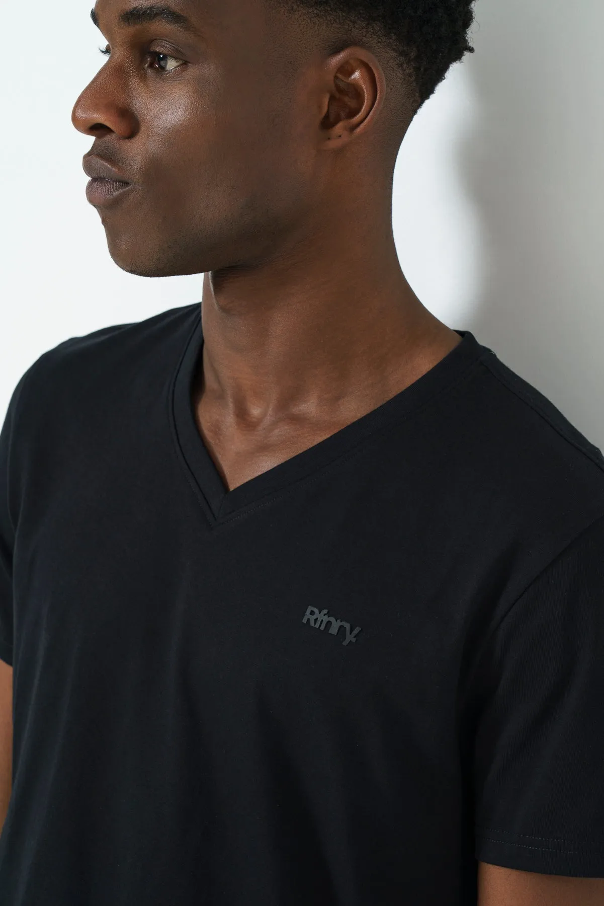Branded V-Neck T-Shirt -Black sold by Refinery product image thumbnail 4