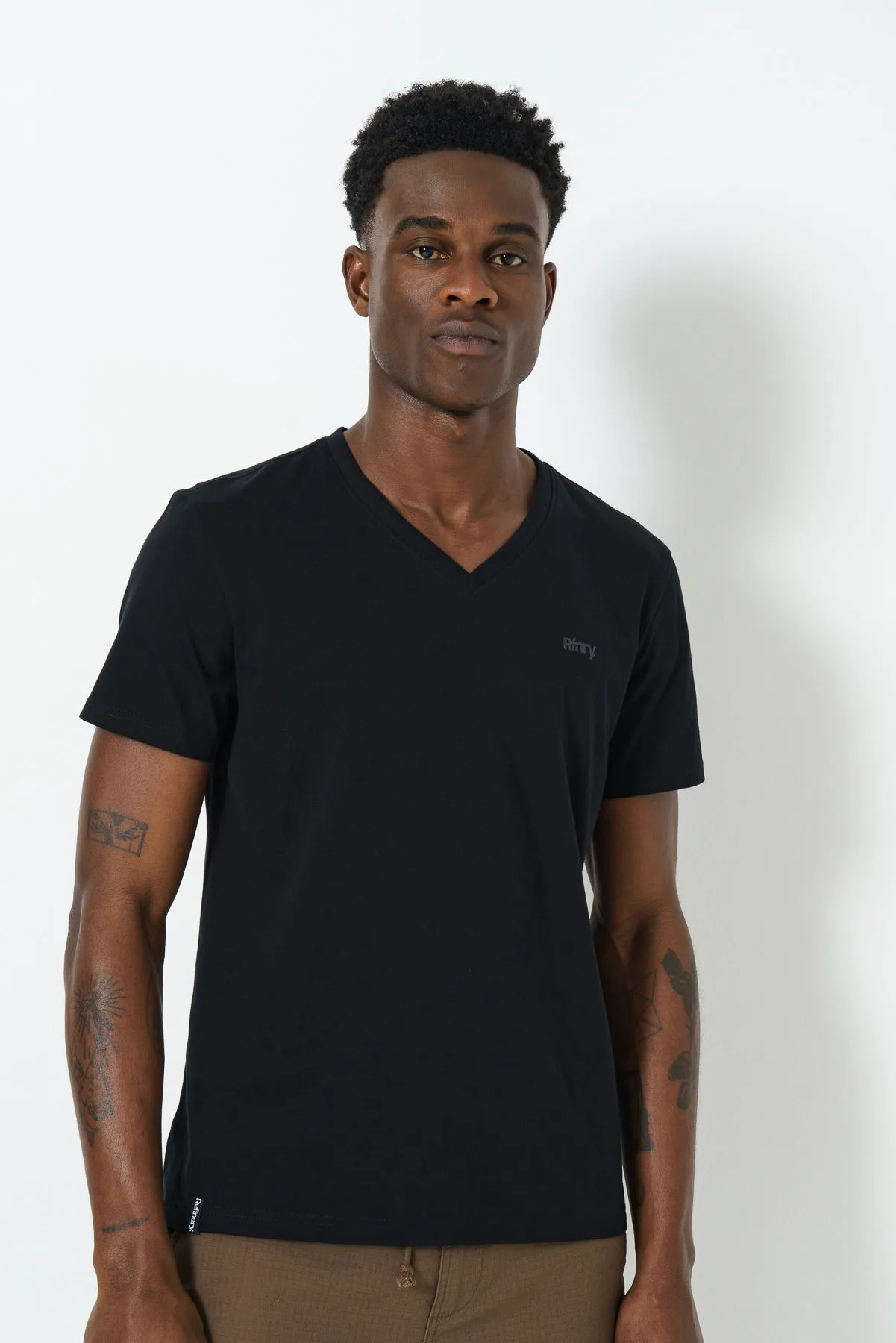 Branded V-Neck T-Shirt -Black sold by Refinery product image thumbnail 3