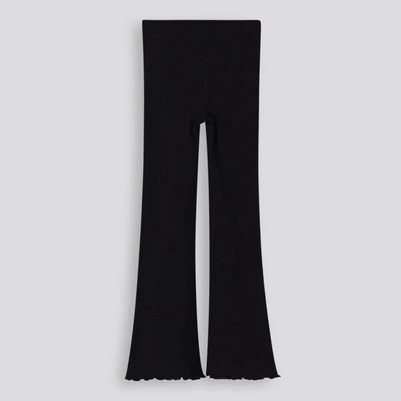 Girls Ribbed Flare Leggings - Black sold by Refinery
