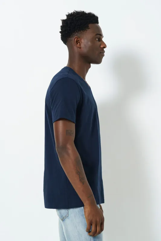 V-Neck T-Shirt - Navy sold by Refinery