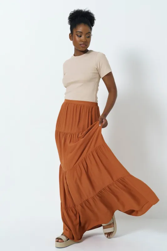 Tiered Maxi Skirt sold by Refinery