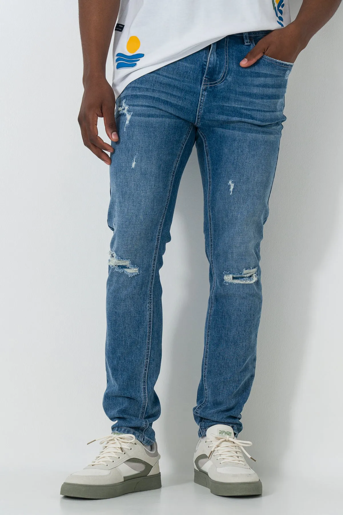 Mid Wash Skinny Jeans sold by Refinery product image thumbnail 2