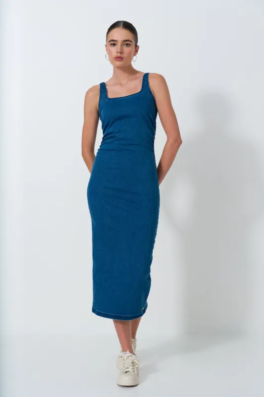 Ruched Side Denim Dress sold by Refinery