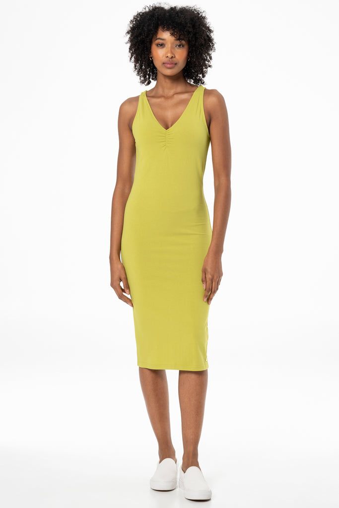 Neckline Detail Bodycon Dress _ 141395 _ Yellow sold by Refinery